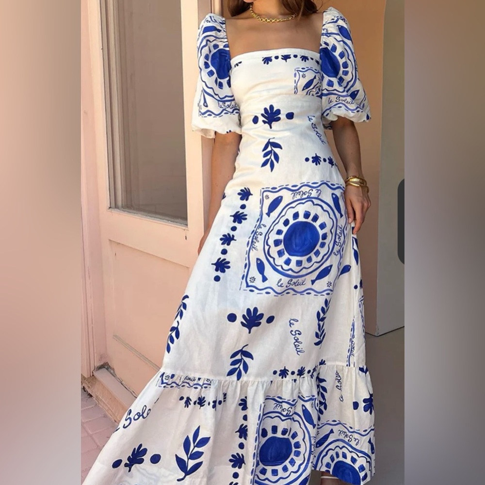 Brand new Roschic blue and white Maxi Dresss